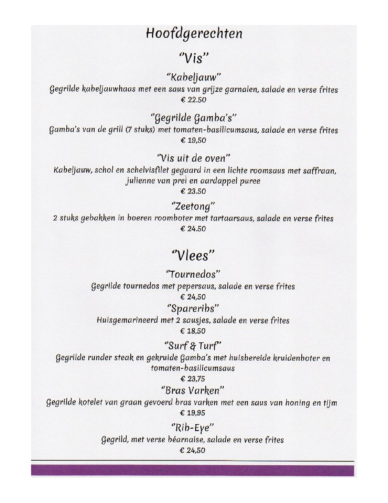 Menukaart - Restaurant De Grens, Eede - Eet.nu