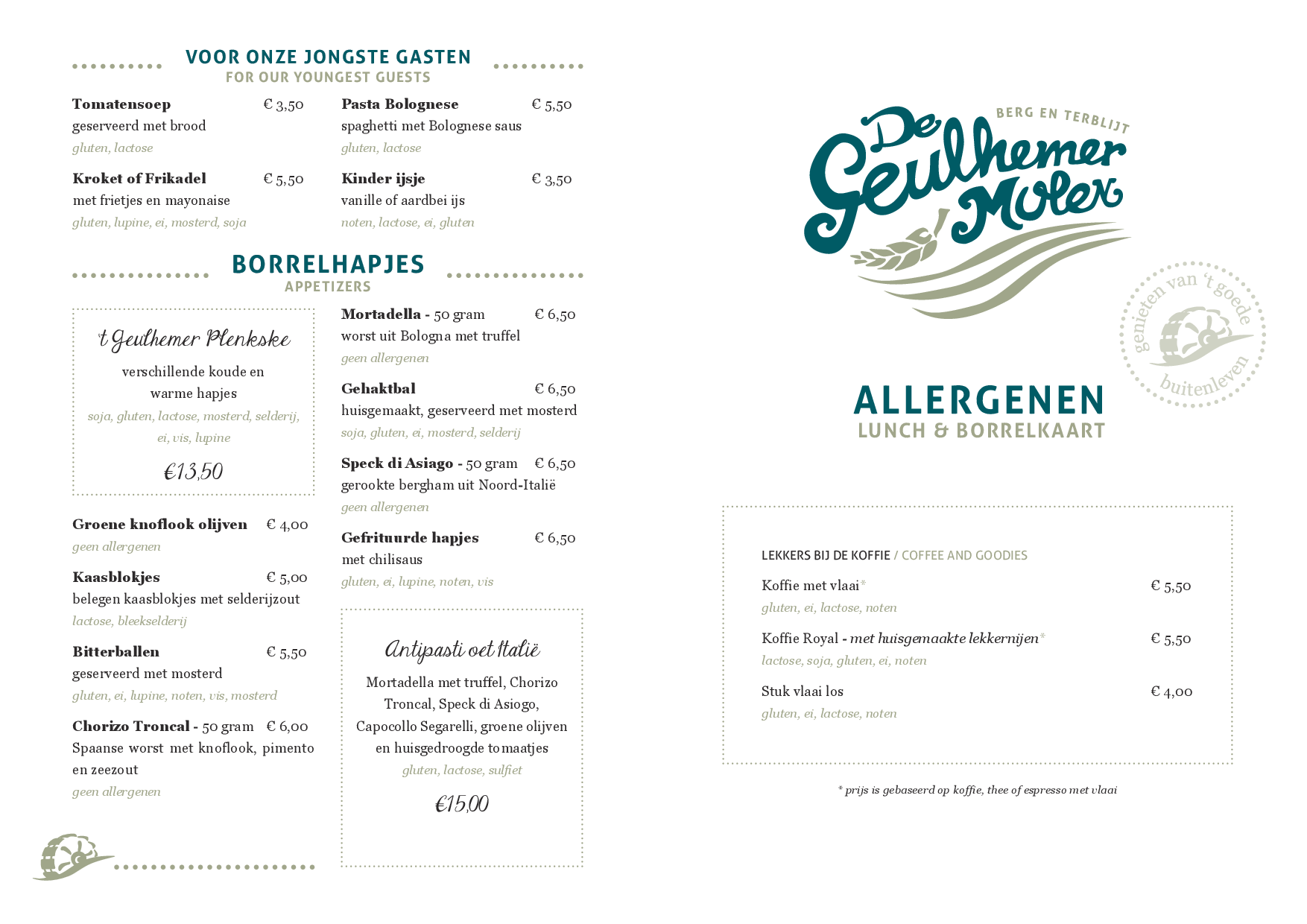 Lunchkaart lente/zomer allergenen De Geulhemermolen, Berg en Terblijt Eet.nu