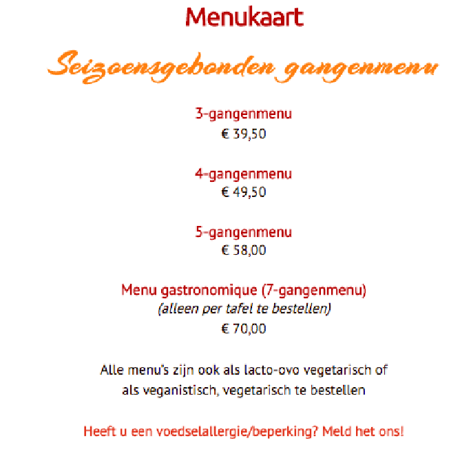 Menukaart (Dutch) 't Pestengasthuys, Zwolle Eet.nu