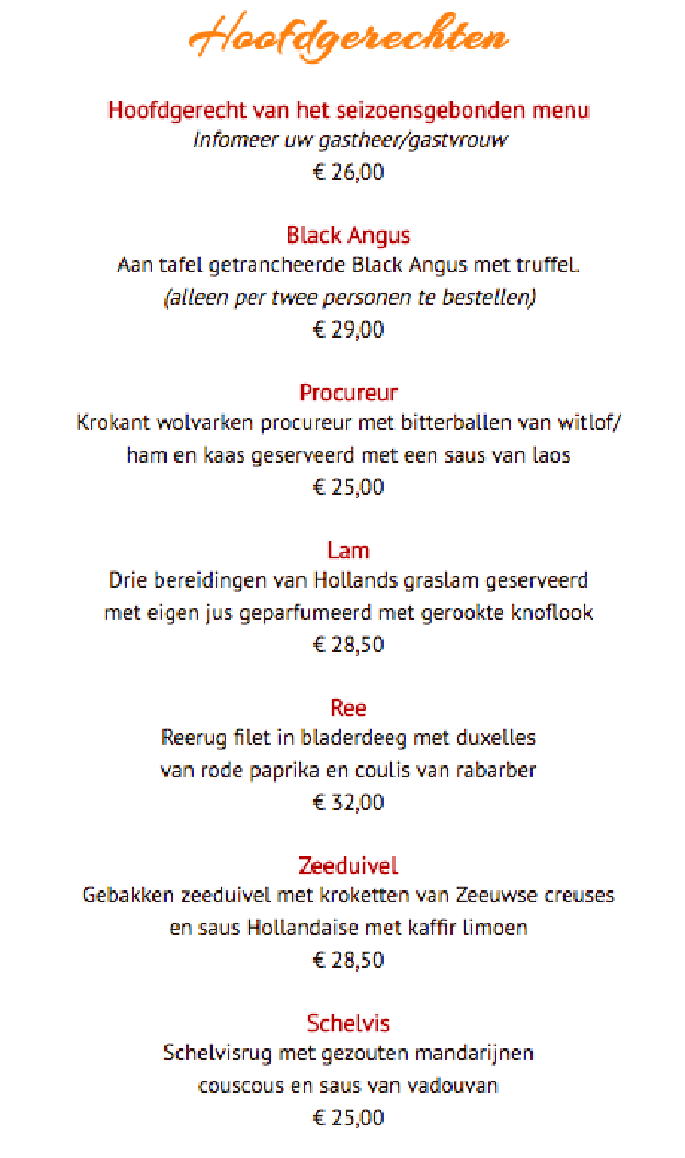 Menukaart (Dutch) 't Pestengasthuys, Zwolle Eet.nu