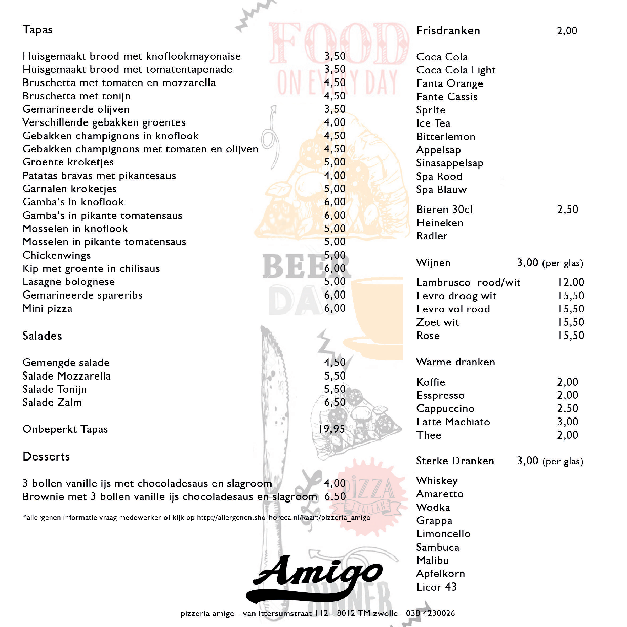 Menukaart Amigo Amigo, Zwolle Eet.nu
