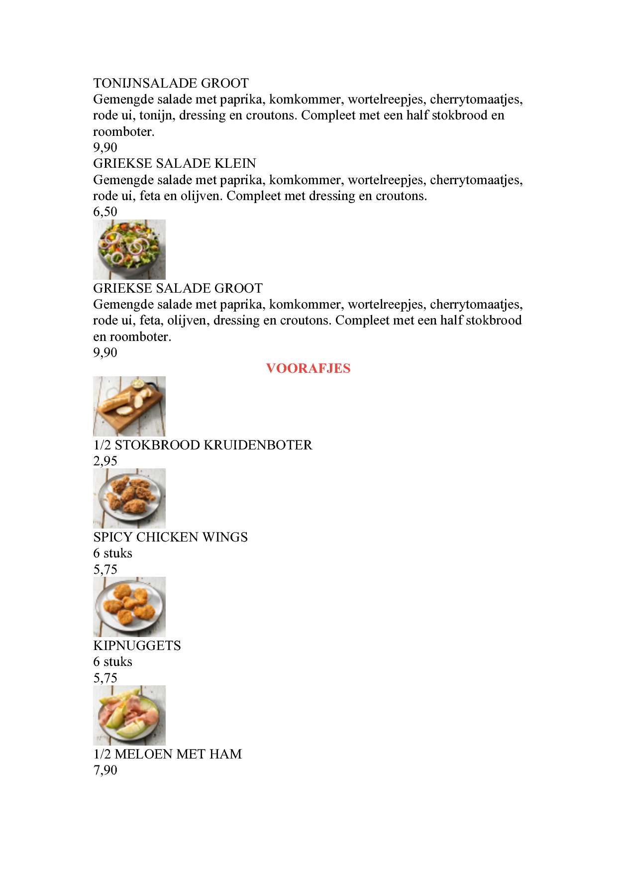 Menukaart De Beren