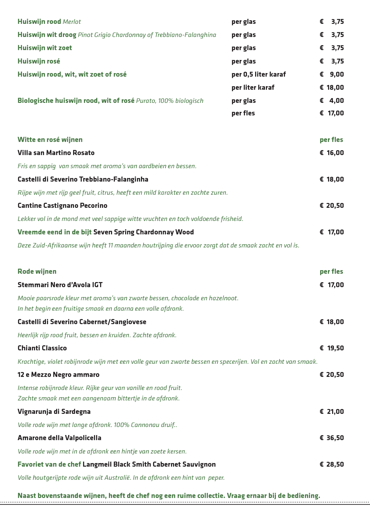 Menukaart Piccola Roma, Beilen Eet.nu