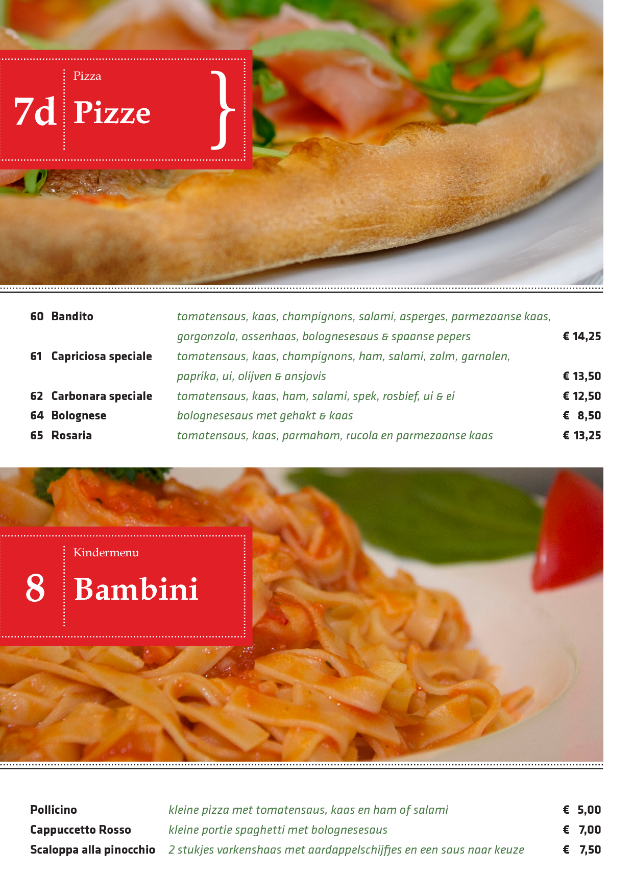 Menukaart Piccola Roma, Beilen Eet.nu