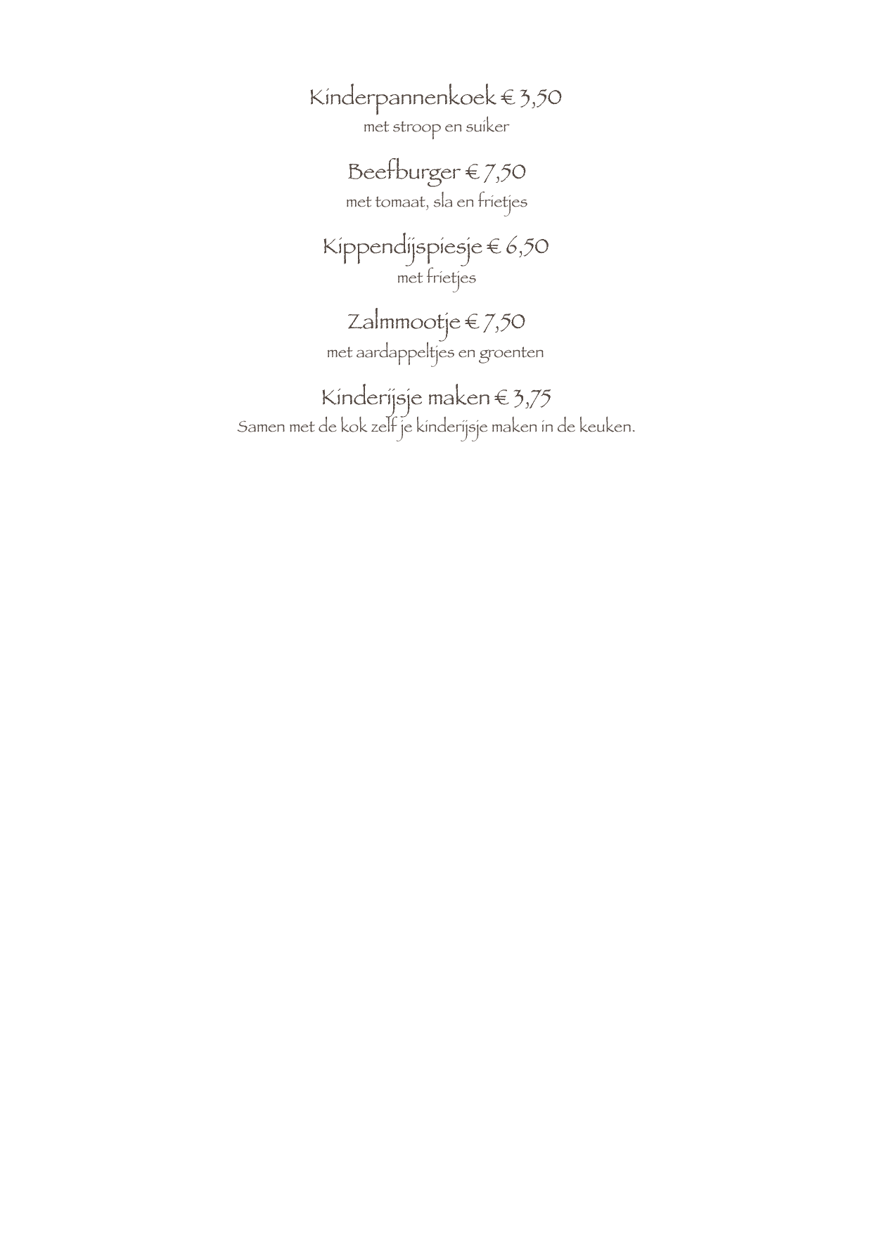 Menukaart Creighton's, Egmond aan den Hoef Eet.nu