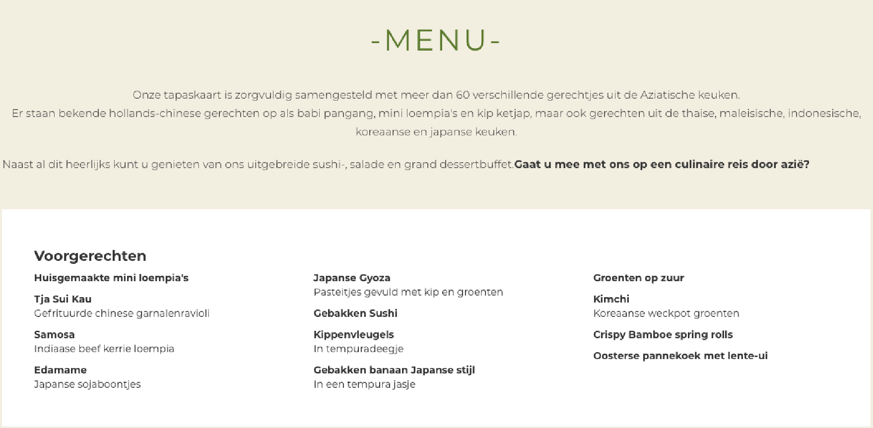 Menukaart Asian Spoon, Zevenaar Eet.nu