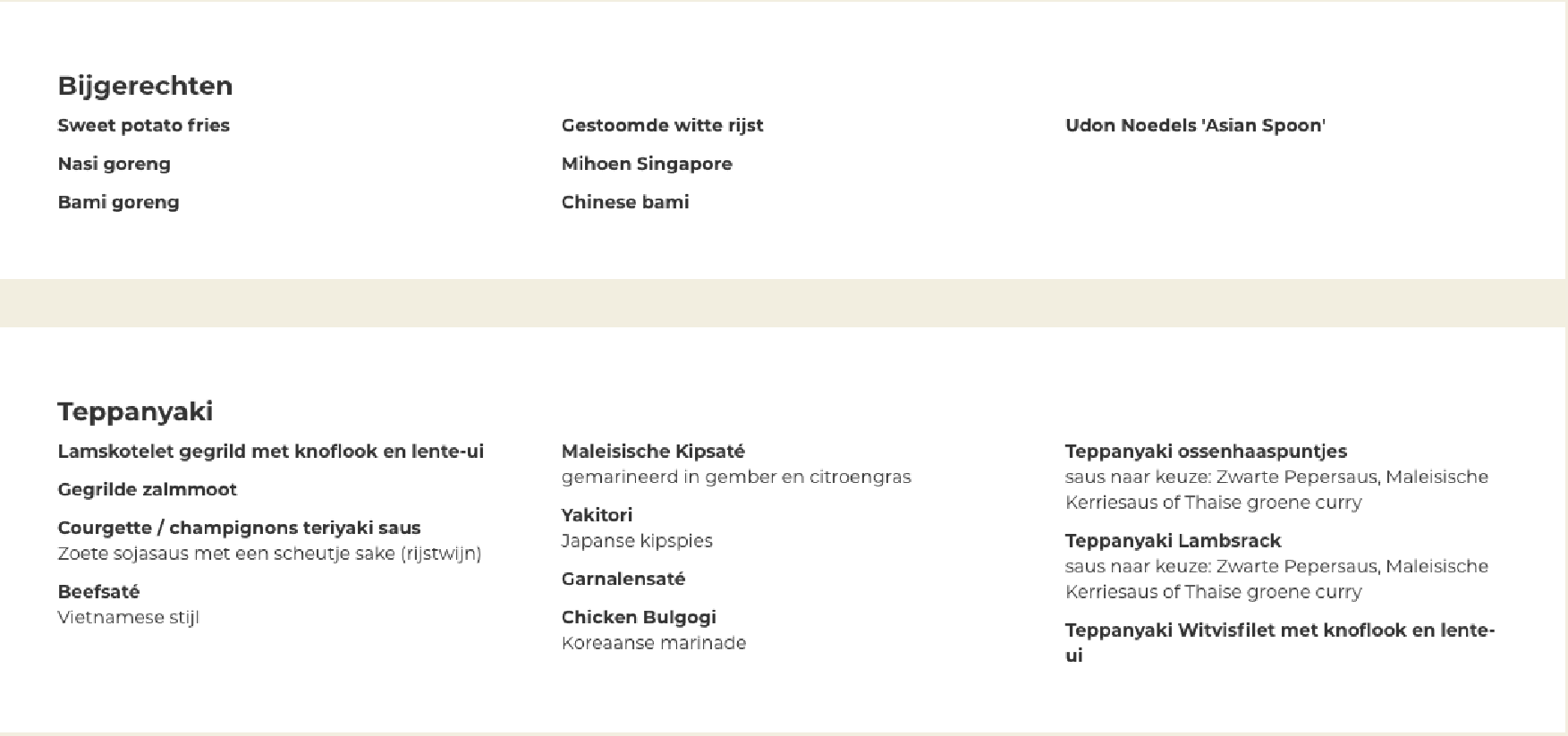 Menukaart Asian Spoon, Zevenaar Eet.nu