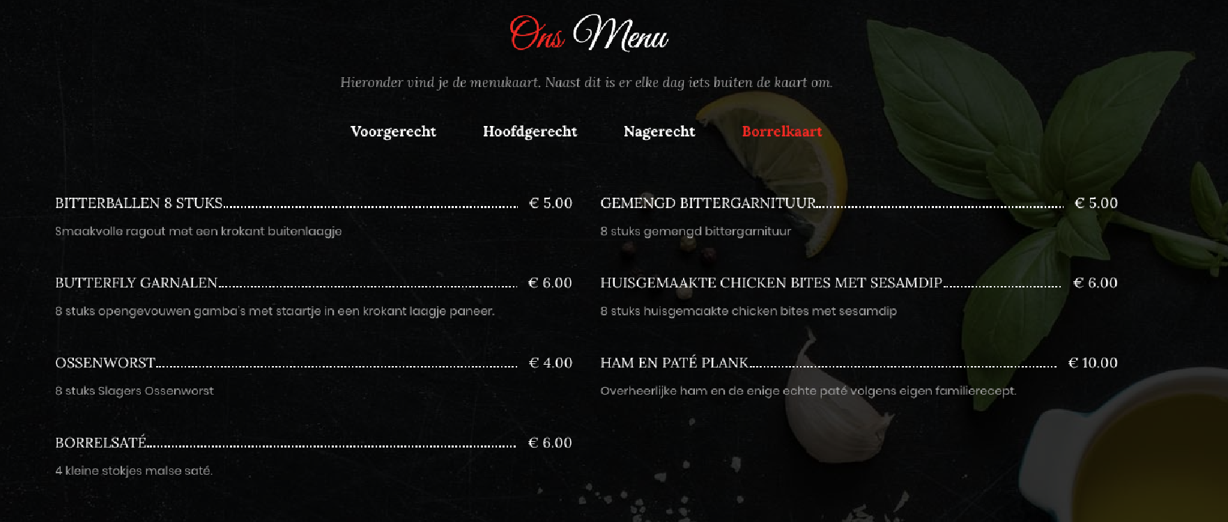 Menukaart Café 100, Ede Eet.nu