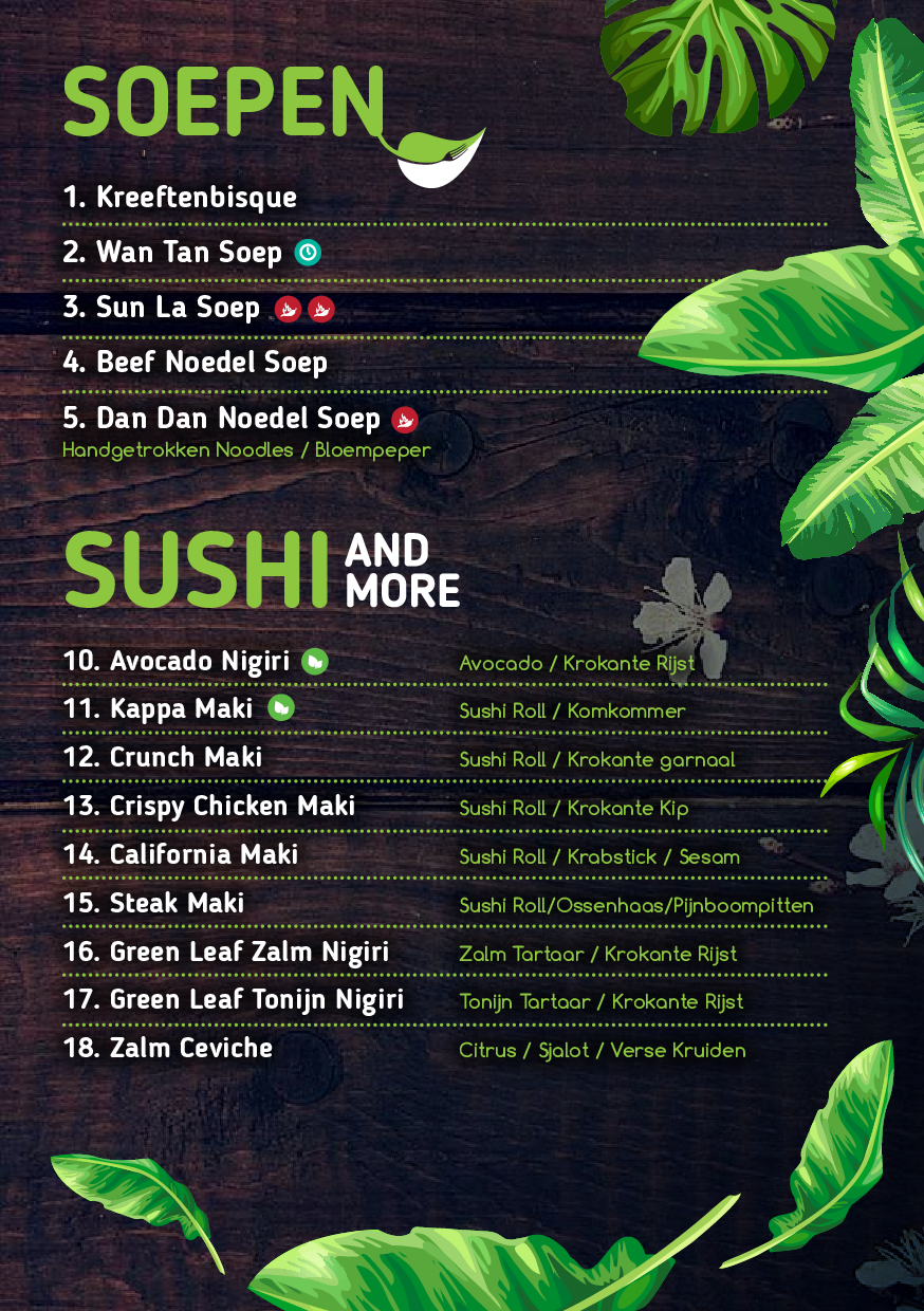 Menukaart Green Leaf, Apeldoorn Eet.nu