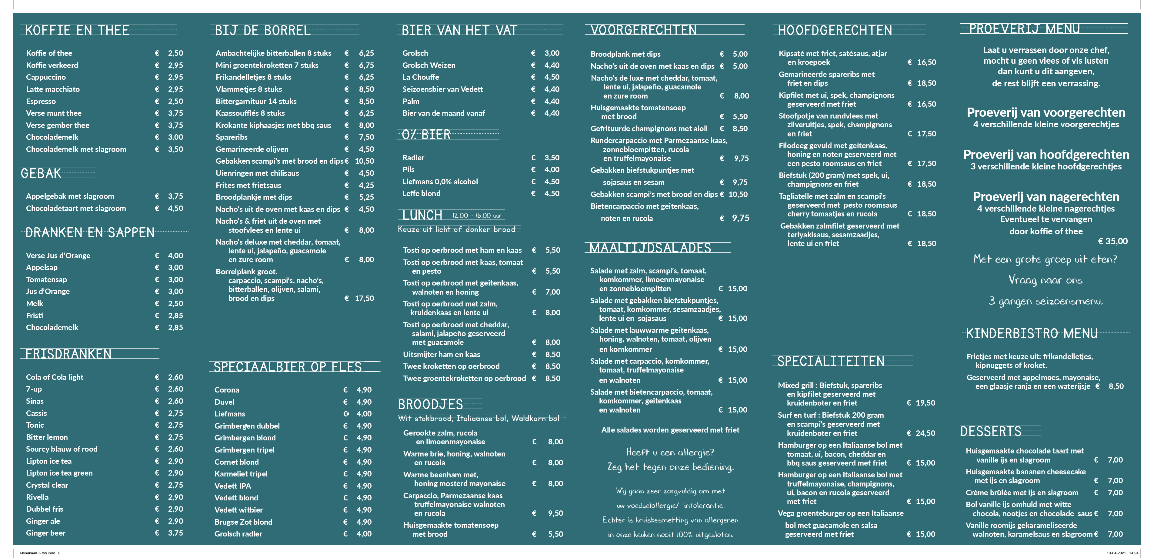 Menukaart Kletsen & Proeven, Zwolle Eet.nu