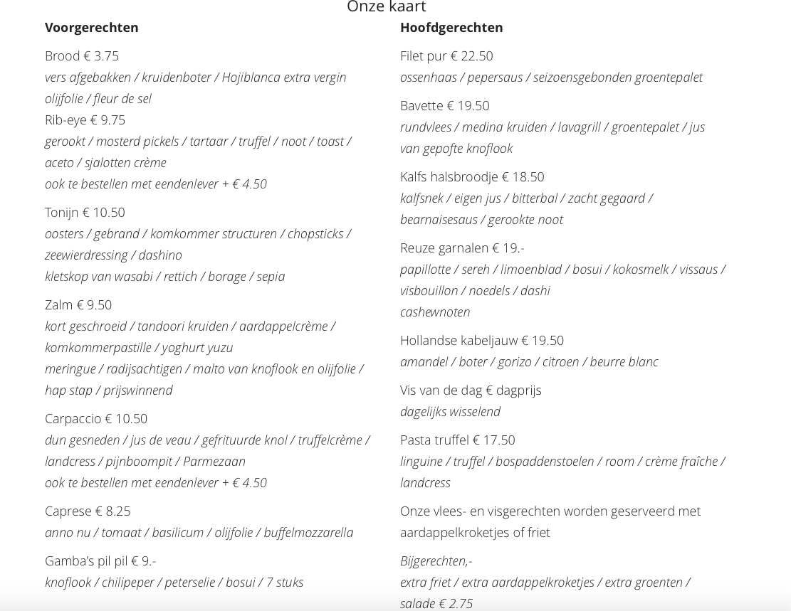 Menukaart I Te Koop in Tilburg,, Tilburg Eet.nu