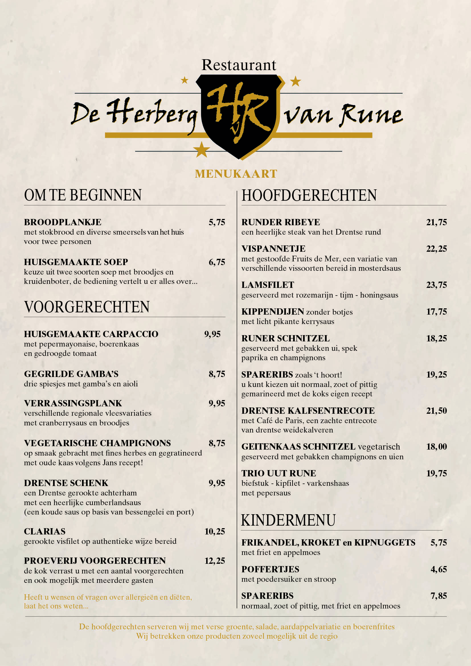 Menukaart Mei 2018 De Herberg van Rune, Ruinen Eet.nu